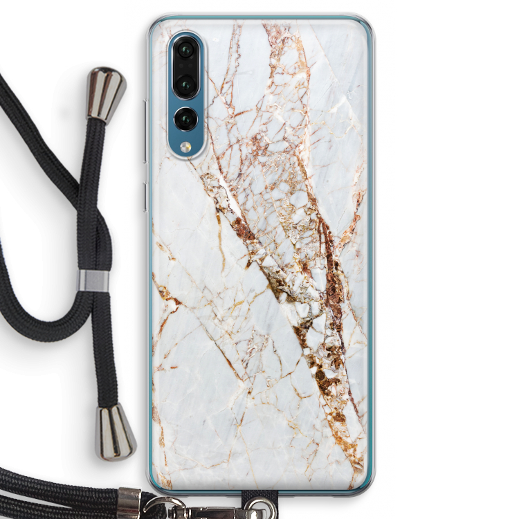 Goud marmer: Huawei P20 Pro Transparant Hoesje met koord