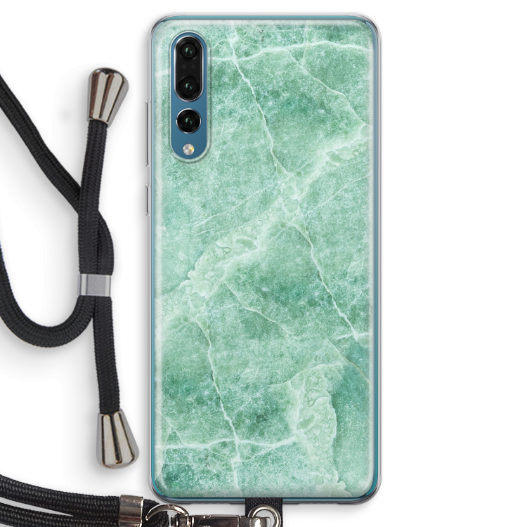 Groen marmer: Huawei P20 Pro Transparant Hoesje met koord