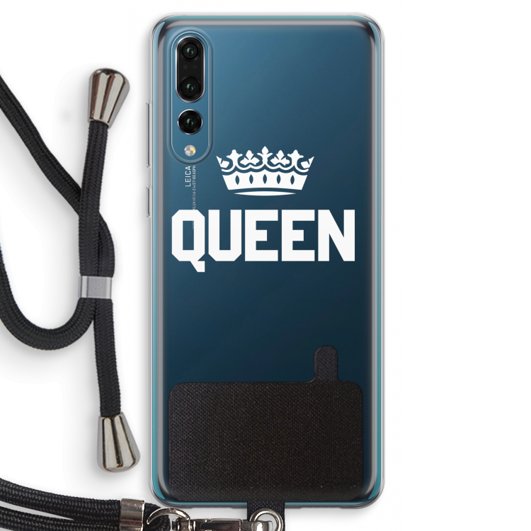 Queen zwart: Huawei P20 Pro Transparant Hoesje met koord