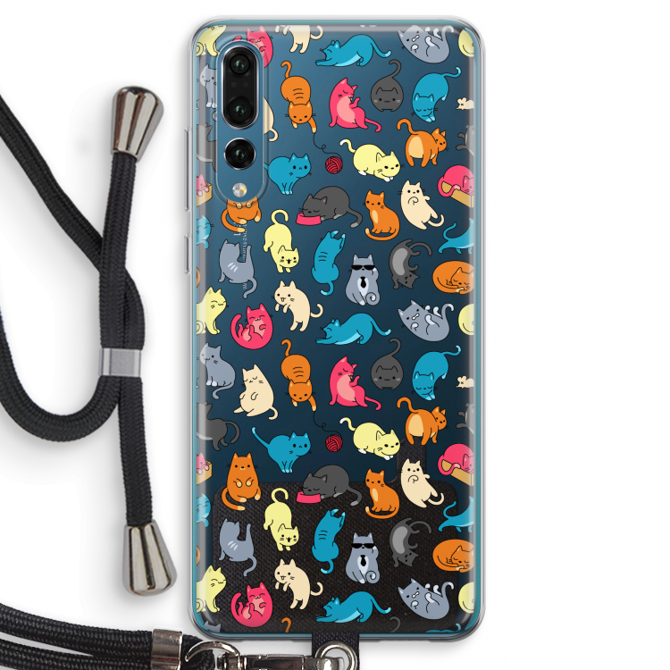 Kleurrijke katten: Huawei P20 Pro Transparant Hoesje met koord