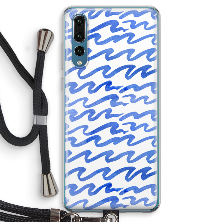 Blauwe golven: Huawei P20 Pro Transparant Hoesje met koord