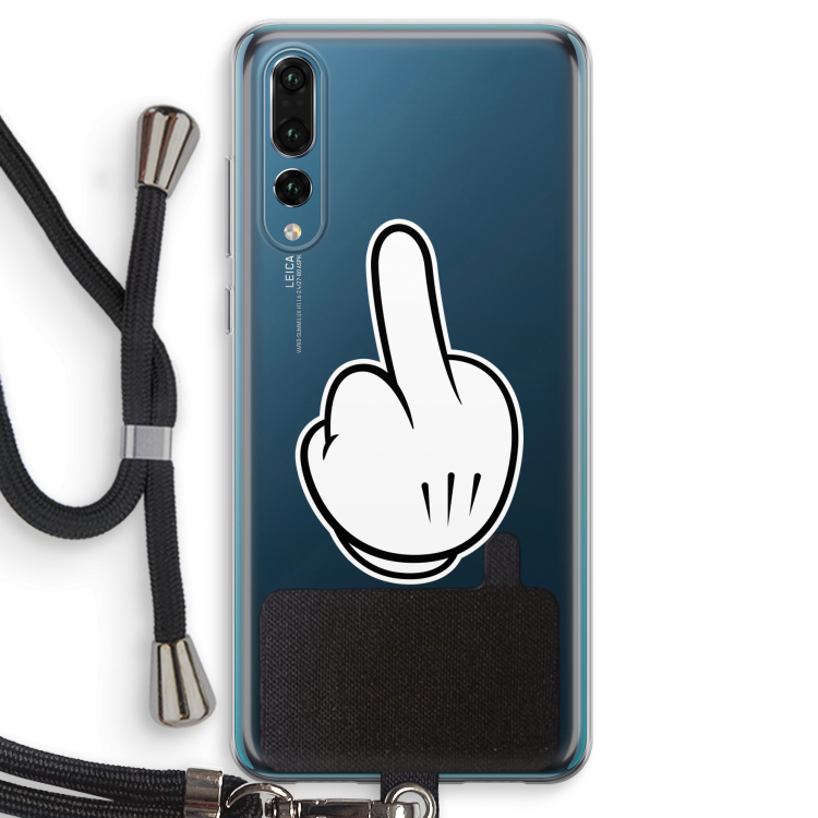 Middle finger black: Huawei P20 Pro Transparant Hoesje met koord