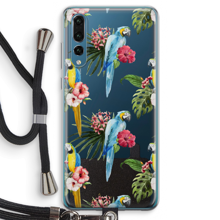 Kleurrijke papegaaien: Huawei P20 Pro Transparant Hoesje met koord