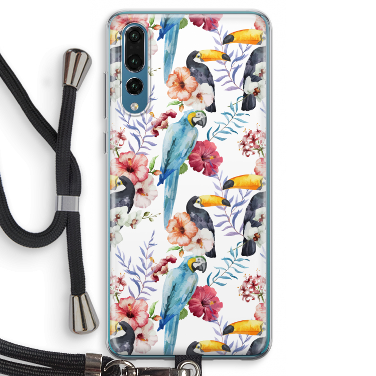 Bloemen tukan: Huawei P20 Pro Transparant Hoesje met koord