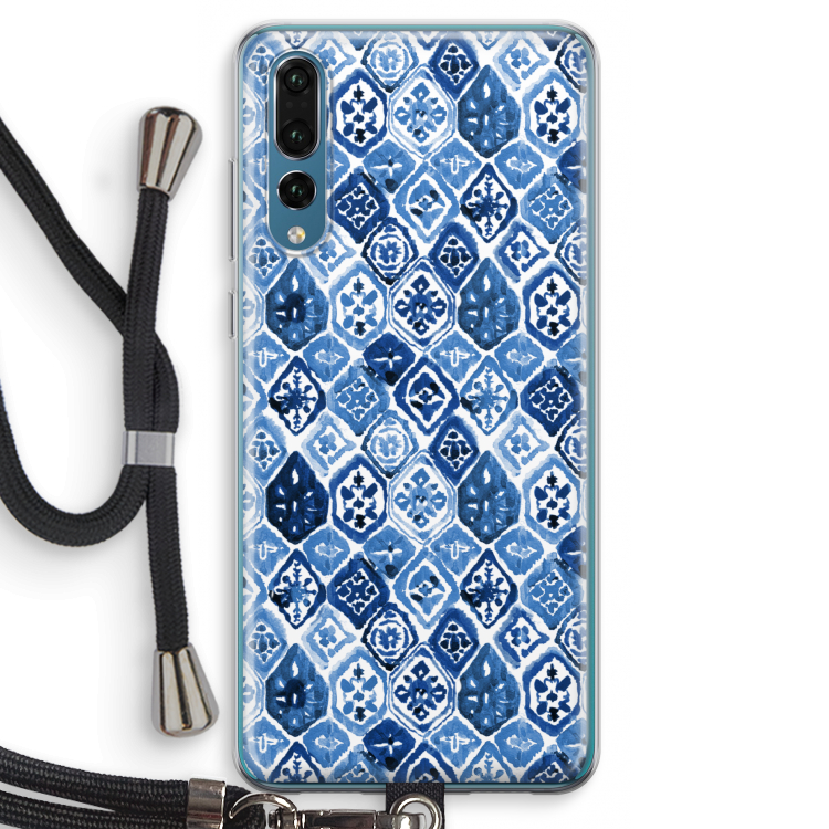Blauw motief: Huawei P20 Pro Transparant Hoesje met koord