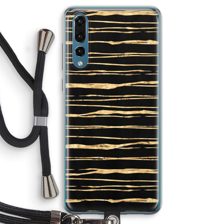 Gouden strepen: Huawei P20 Pro Transparant Hoesje met koord