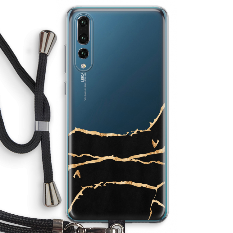 Gouden marmer: Huawei P20 Pro Transparant Hoesje met koord