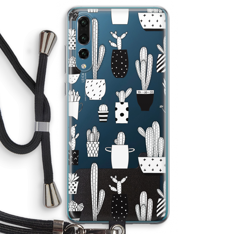Cactusmotief: Huawei P20 Pro Transparant Hoesje met koord