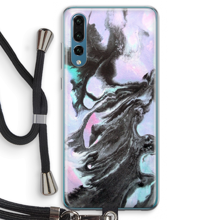 Pastel zwart: Huawei P20 Pro Transparant Hoesje met koord