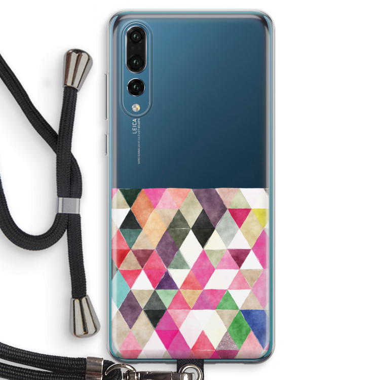 Gekleurde driehoekjes: Huawei P20 Pro Transparant Hoesje met koord