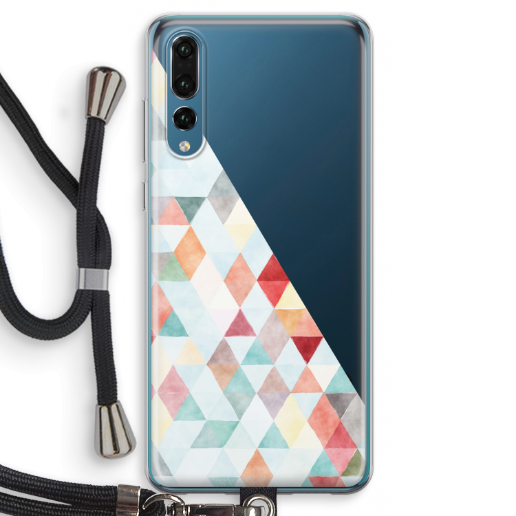 Gekleurde driehoekjes pastel: Huawei P20 Pro Transparant Hoesje met koord