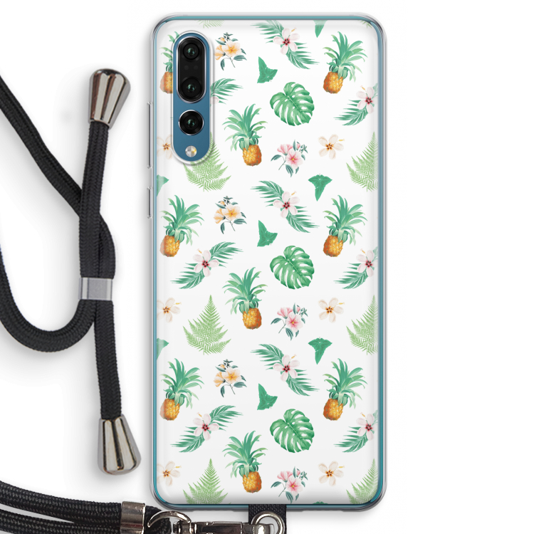 Ananas bladeren: Huawei P20 Pro Transparant Hoesje met koord