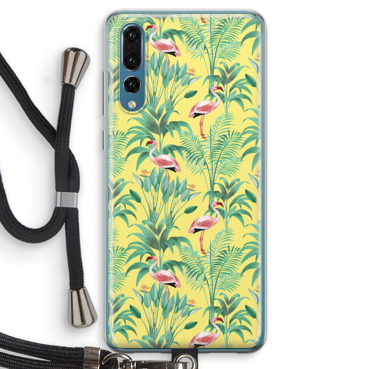 Flamingo party: Huawei P20 Pro Transparant Hoesje met koord