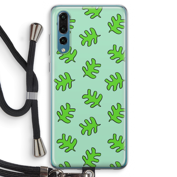 Groene blaadjes: Huawei P20 Pro Transparant Hoesje met koord