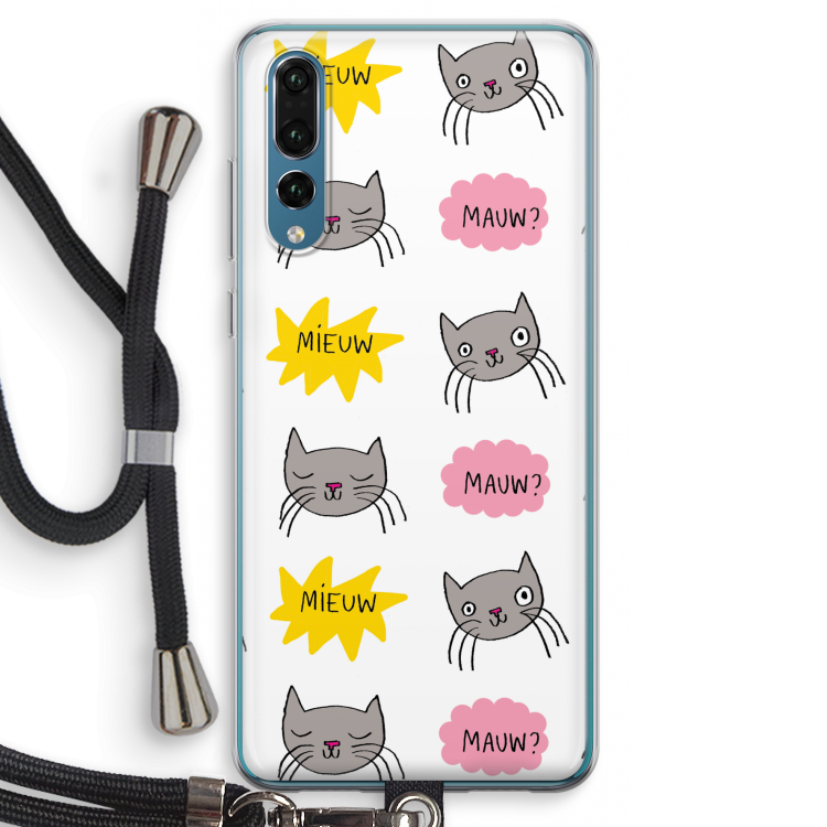Meow: Huawei P20 Pro Transparant Hoesje met koord