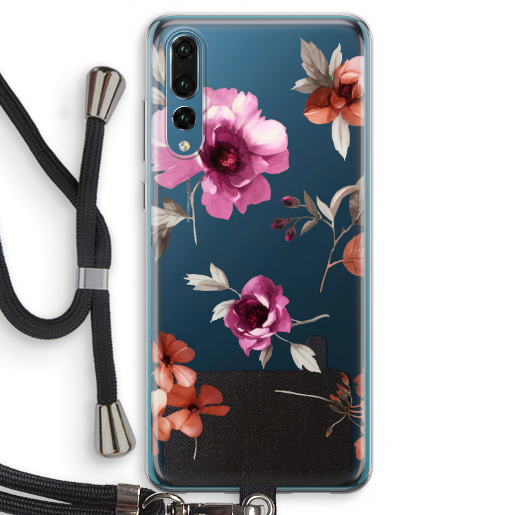 Geschilderde bloemen: Huawei P20 Pro Transparant Hoesje met koord