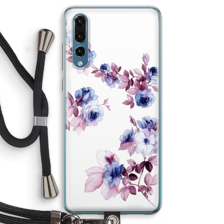 Waterverf bloemen: Huawei P20 Pro Transparant Hoesje met koord