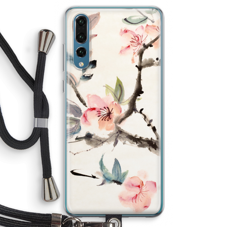 Japanse bloemen: Huawei P20 Pro Transparant Hoesje met koord