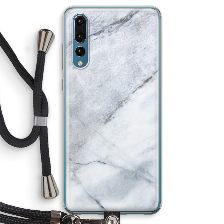 Witte marmer: Huawei P20 Pro Transparant Hoesje met koord