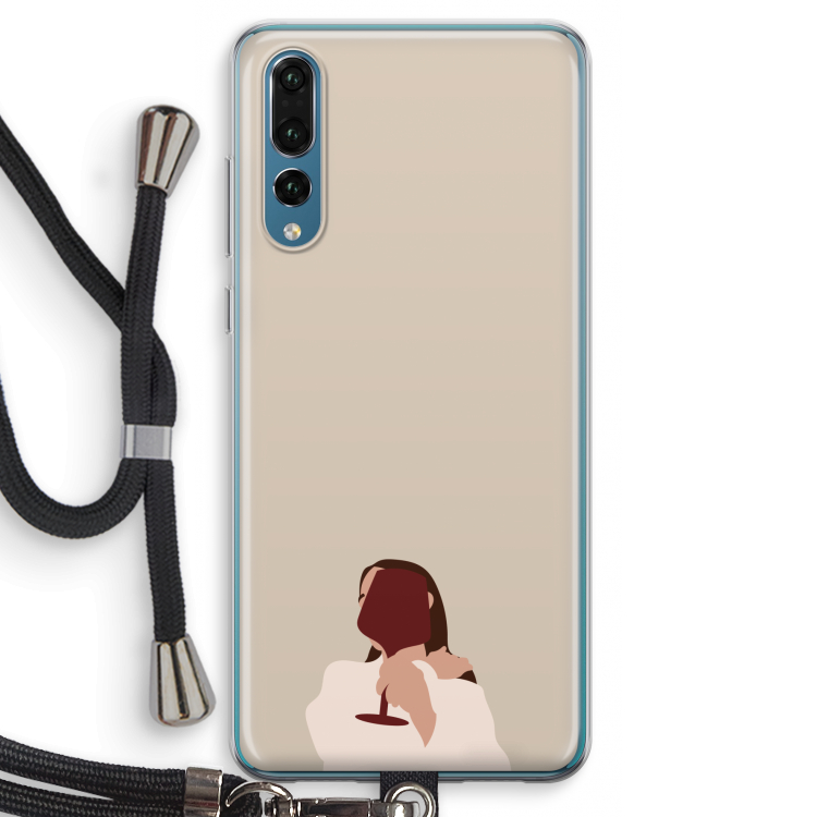I drink wine: Huawei P20 Pro Transparant Hoesje met koord
