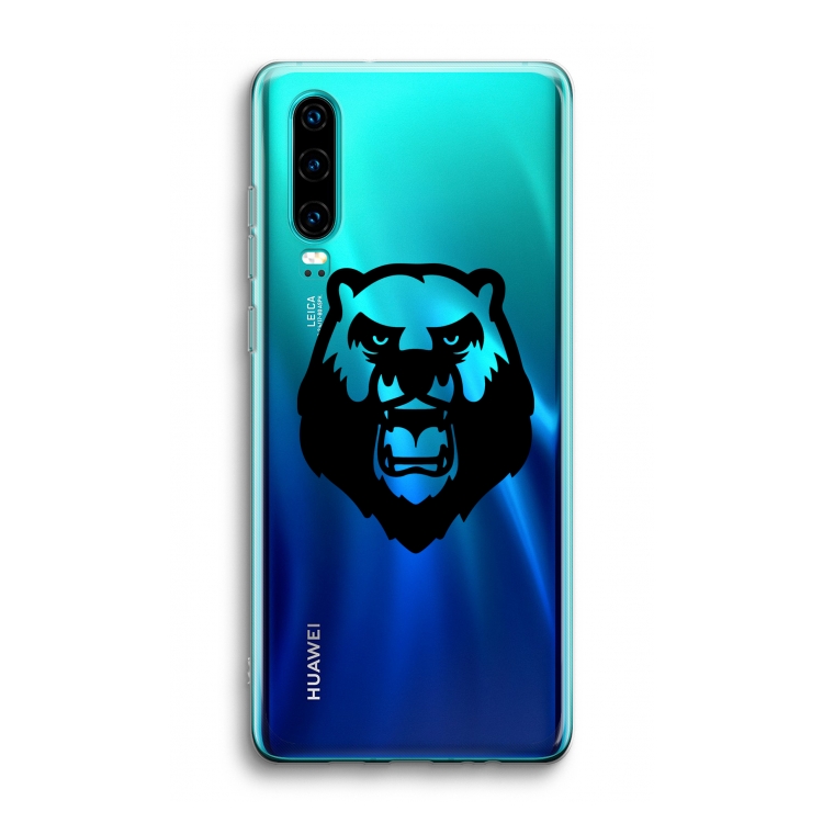 Angry Bear (black): Huawei P30 Transparant Hoesje
