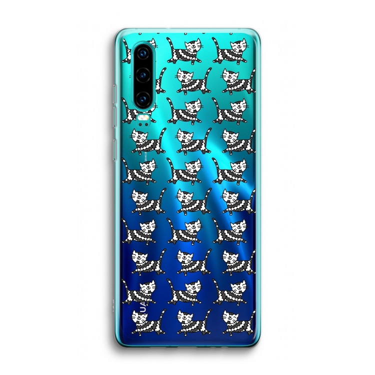 Zwarte poes: Huawei P30 Transparant Hoesje