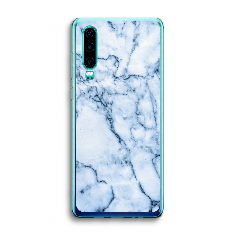 Blauw marmer: Huawei P30 Transparant Hoesje