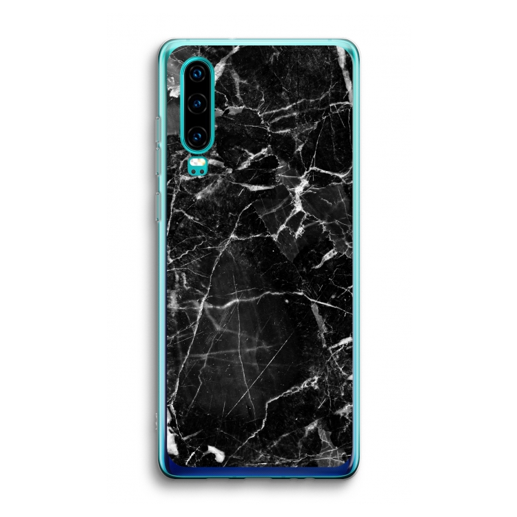 Zwart Marmer 2: Huawei P30 Transparant Hoesje