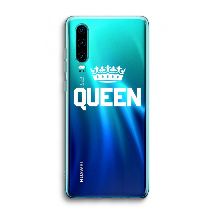 Queen zwart: Huawei P30 Transparant Hoesje