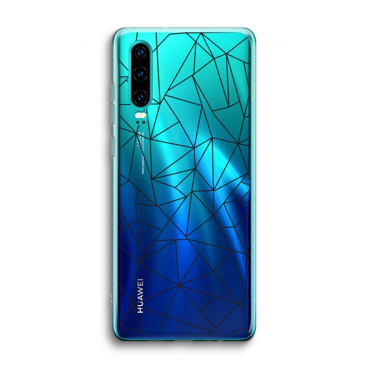 Geometrische lijnen zwart: Huawei P30 Transparant Hoesje