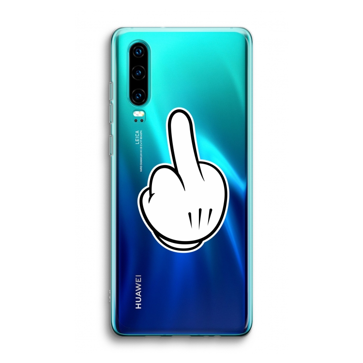 Middle finger white: Huawei P30 Transparant Hoesje