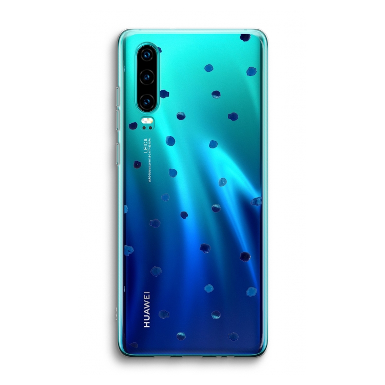 Blauwe stippen: Huawei P30 Transparant Hoesje