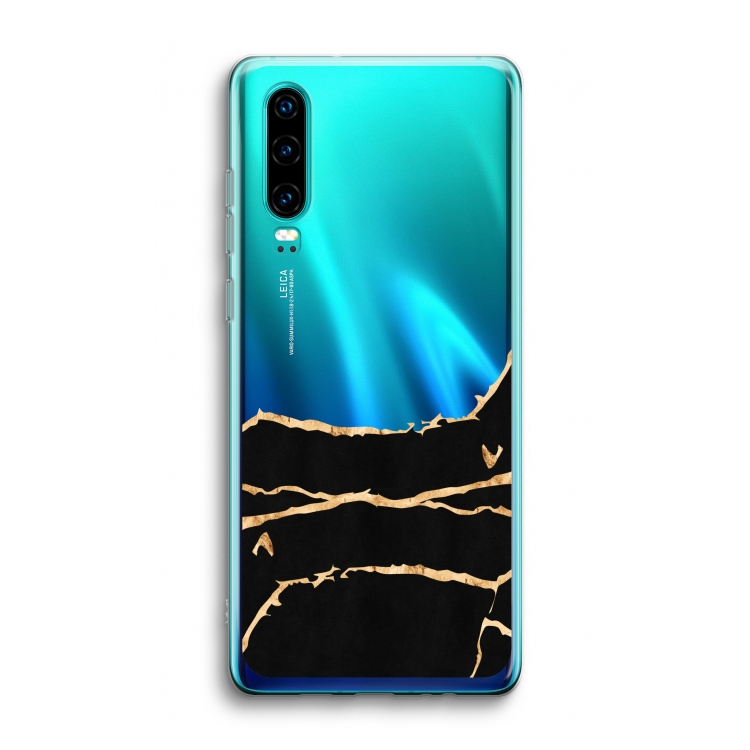 Gouden marmer: Huawei P30 Transparant Hoesje