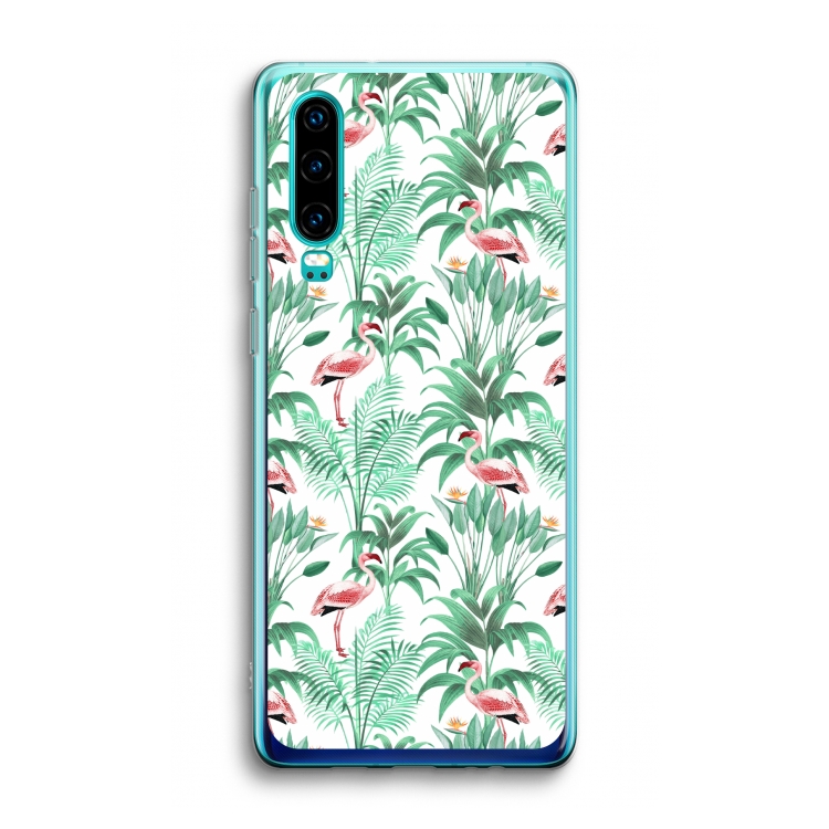 Flamingo bladeren: Huawei P30 Transparant Hoesje