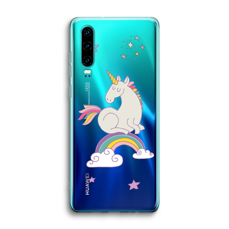 Regenboog eenhoorn: Huawei P30 Transparant Hoesje