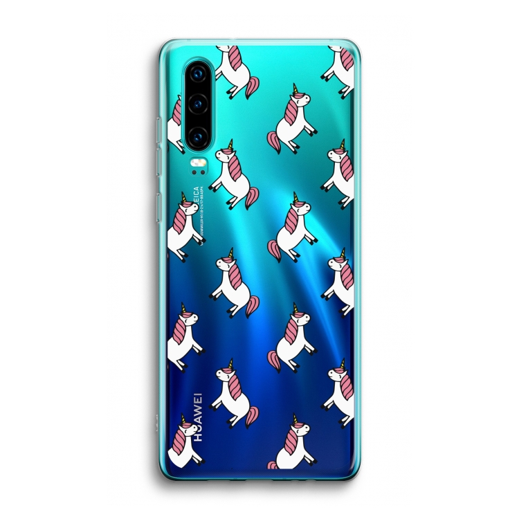 Eenhoorns overal: Huawei P30 Transparant Hoesje