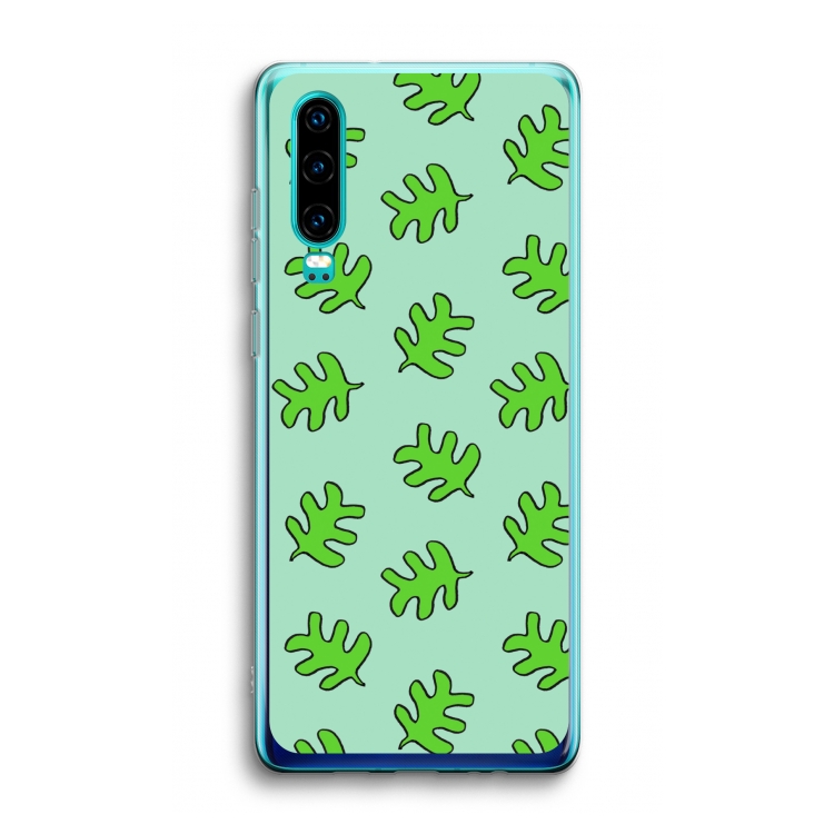 Groene blaadjes: Huawei P30 Transparant Hoesje