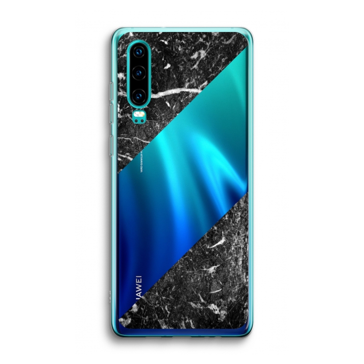Zwart marmer: Huawei P30 Transparant Hoesje
