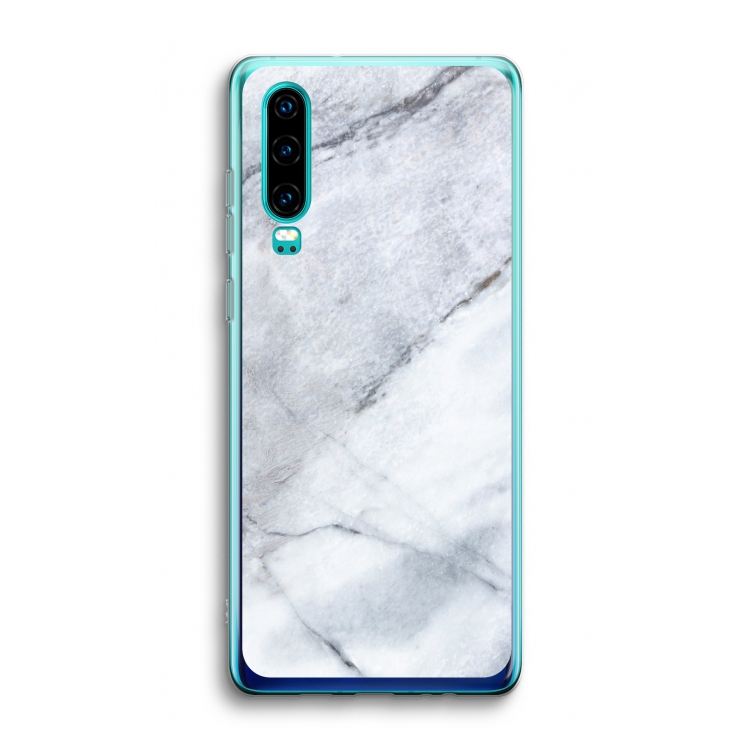 Witte marmer: Huawei P30 Transparant Hoesje