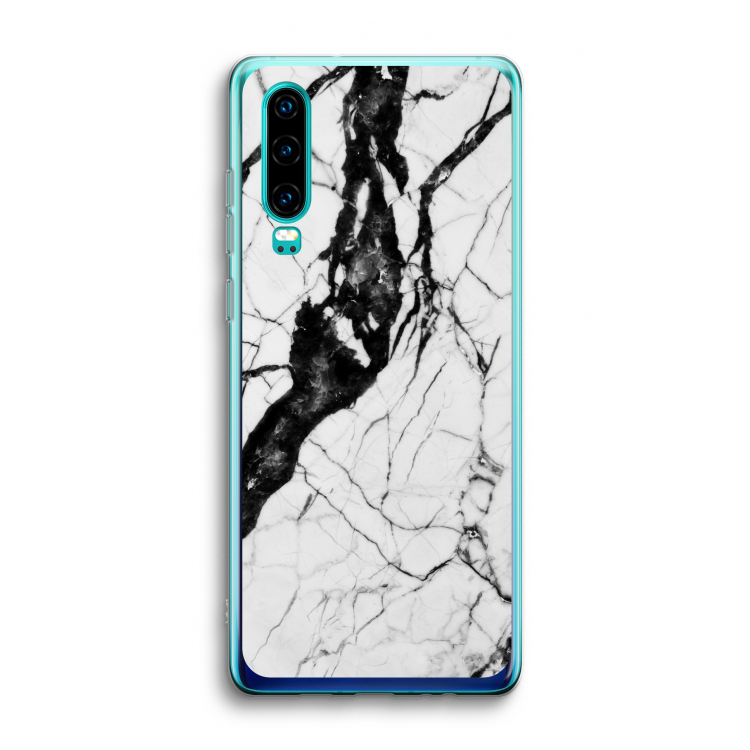 Witte marmer 2: Huawei P30 Transparant Hoesje