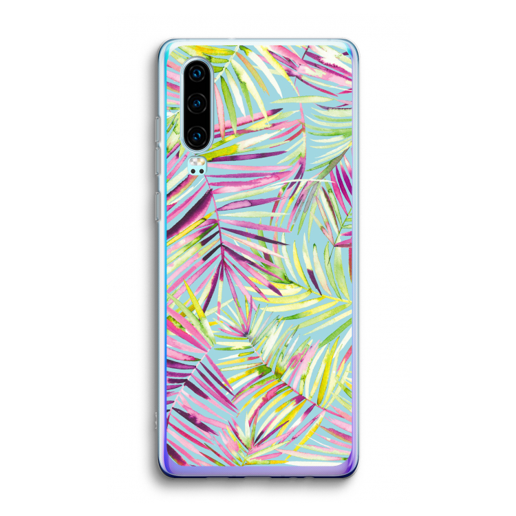 Tropical Palms Blue: Huawei P30 Transparant Hoesje