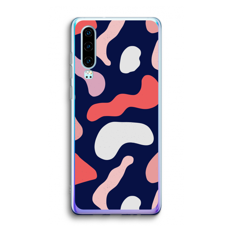 Memphis Shapes Pink: Huawei P30 Transparant Hoesje