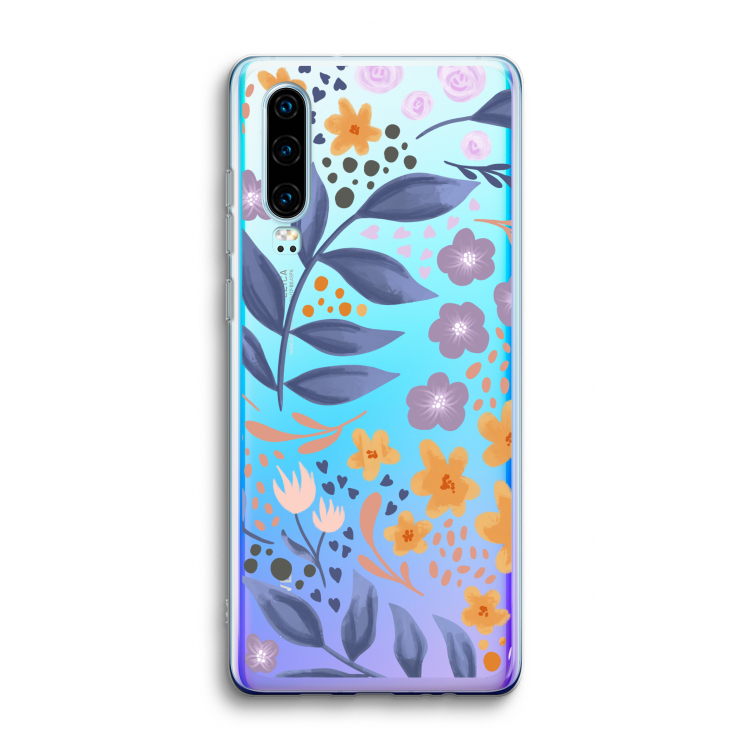 Flowers with blue leaves: Huawei P30 Transparant Hoesje
