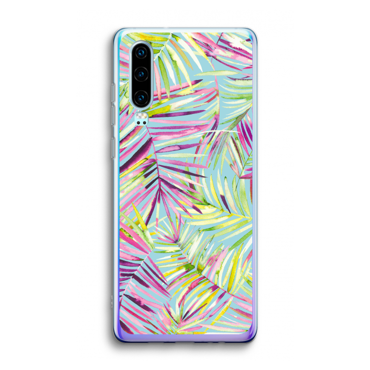 Tropical Palms Blue: Huawei P30 Transparant Hoesje