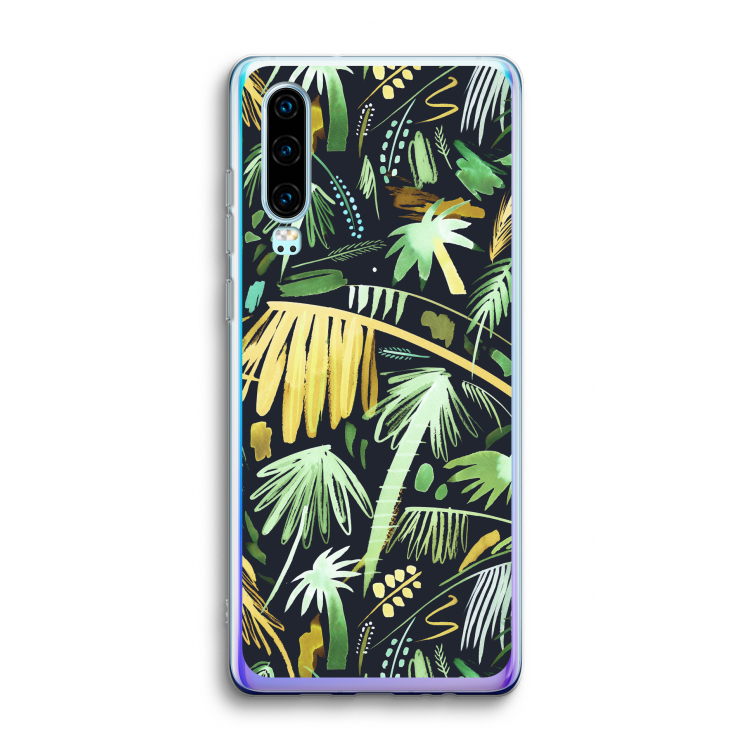 Tropical Palms Dark: Huawei P30 Transparant Hoesje