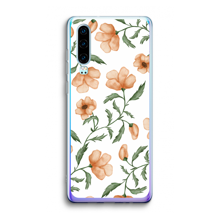 Peachy flowers: Huawei P30 Transparant Hoesje