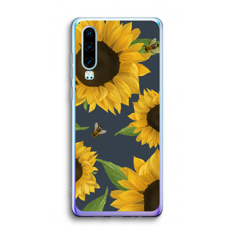 Sunflower and bees: Huawei P30 Transparant Hoesje