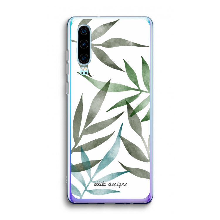 Tropical watercolor leaves: Huawei P30 Transparant Hoesje
