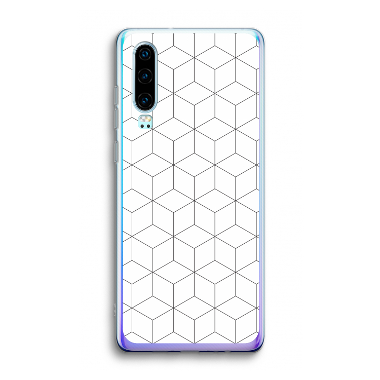 Zwart-witte kubussen: Huawei P30 Transparant Hoesje