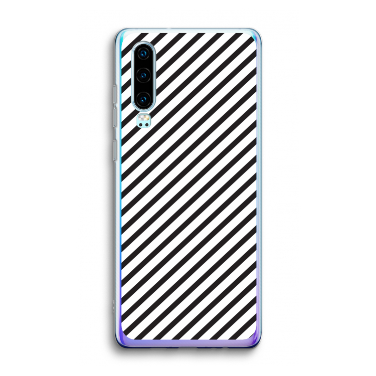 Strepen zwart-wit: Huawei P30 Transparant Hoesje